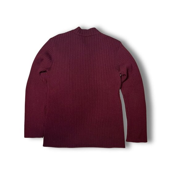 Vintage Dolce & Gabbana Argyle Knit Pullover Jumper Wine Red Wool Large - Picture 3 of 5